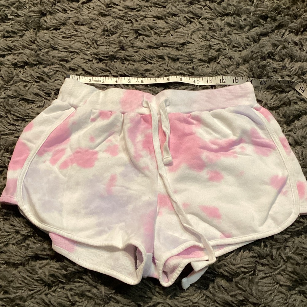Alya Pink and White Tie-Dye Athletic Shorts